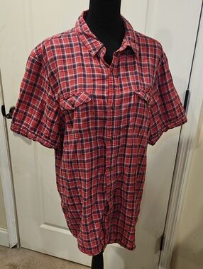 Timberland Red Plaid Short-Sleeve Button-Down Shirt